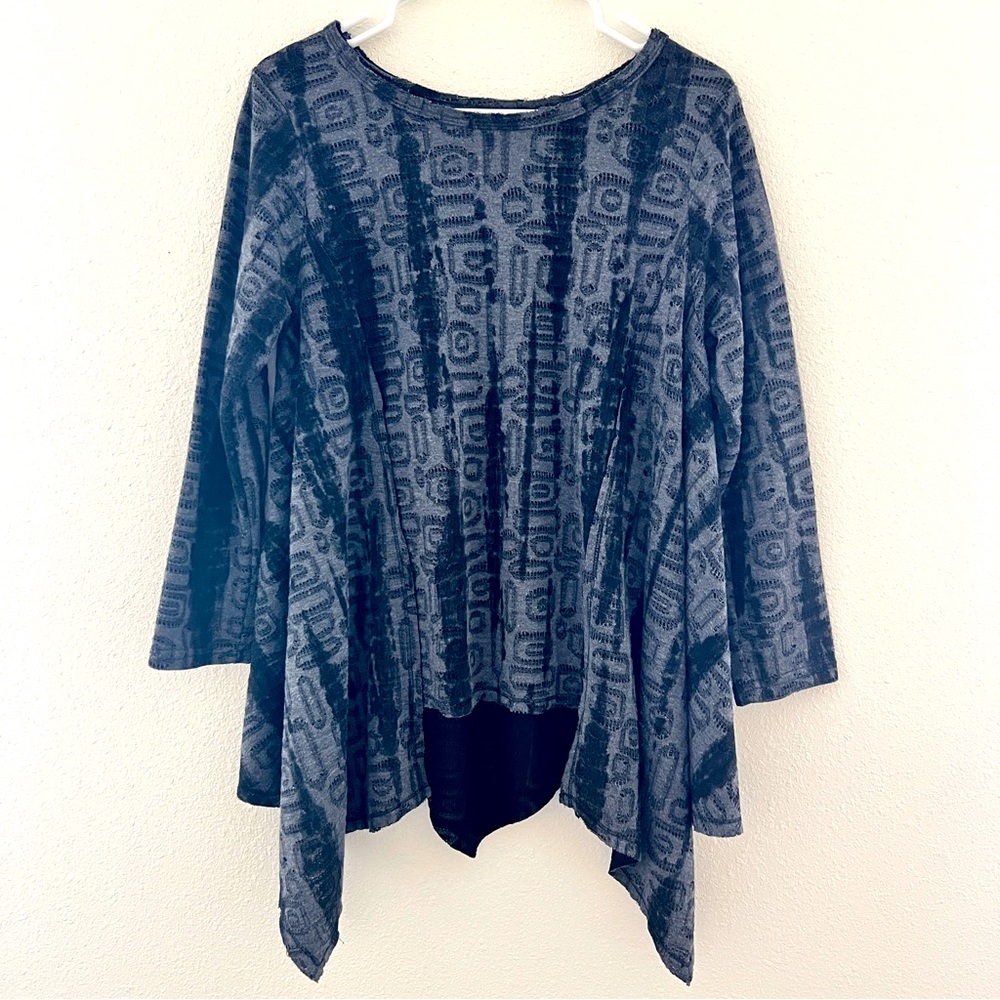 Urban Mangoz Medium Black Gray handkerchief High Lo Boho Gauze Tunic goth witchy